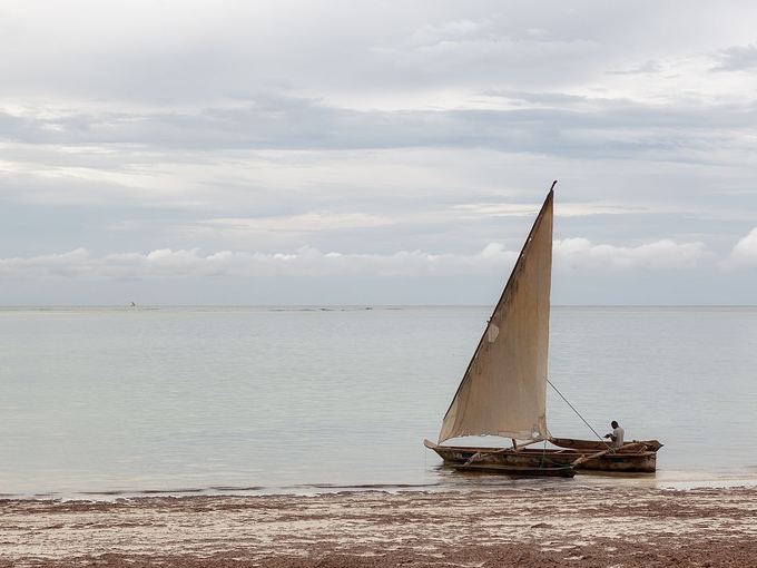 A dhow off a Zanzibar sandbank