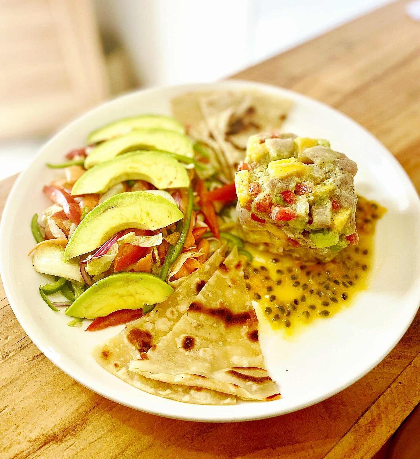 Plate of avocado salad