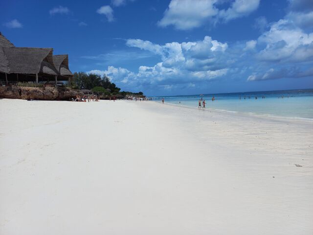 White sand and clouds at Nungwi beach